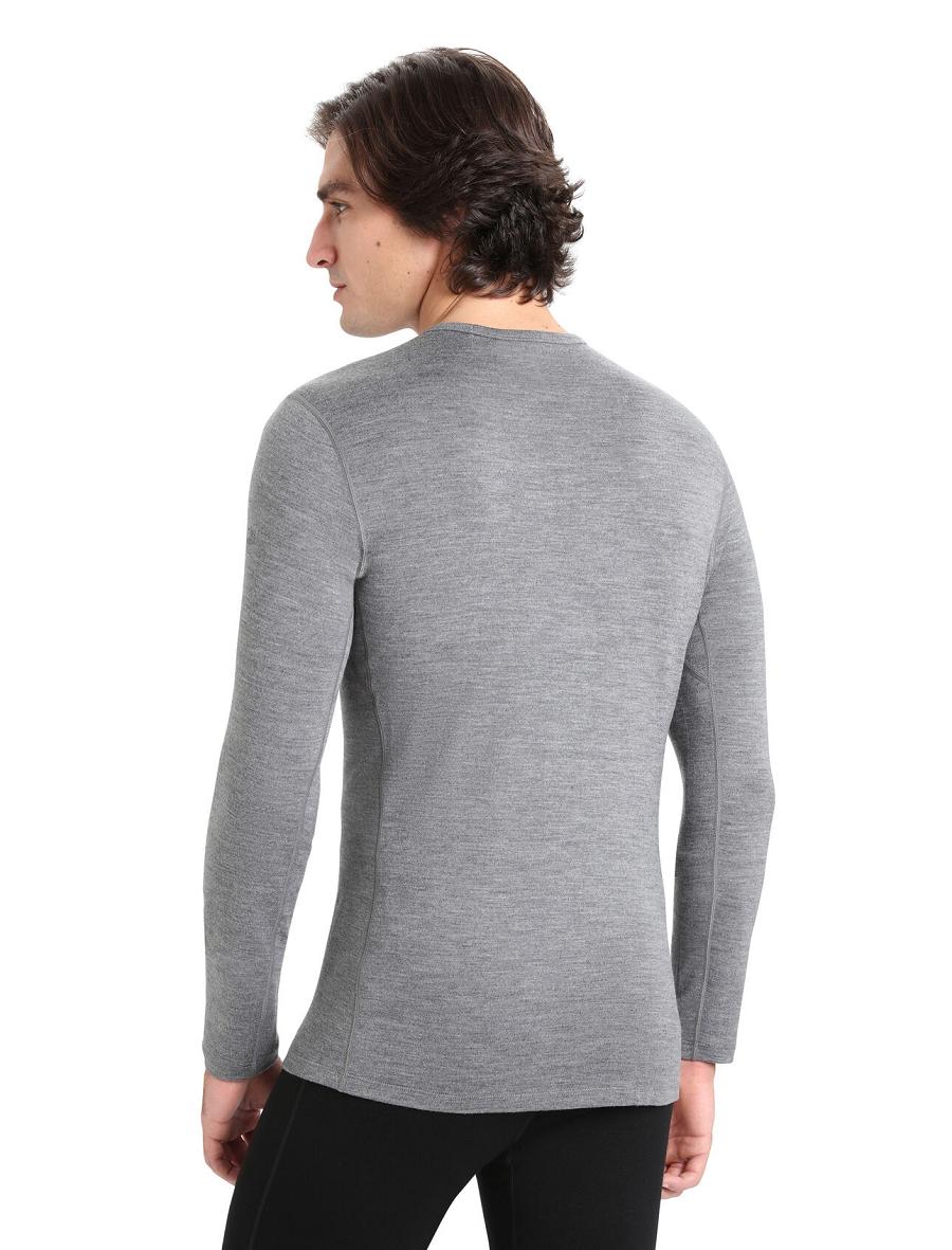 Men's Icebreaker Merino 260 Tech Long Sleeve Crewe Thermal Top Base Layers Gritstone Heather | CA 1551NWYB